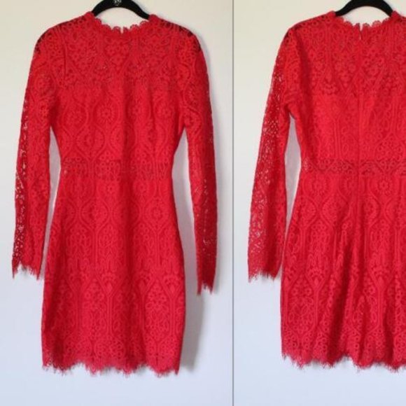 Lulus Appetite for Seduction Red Lace Long Sleeve Dress Women's Size XS H13441 - Picture 11 of 12
